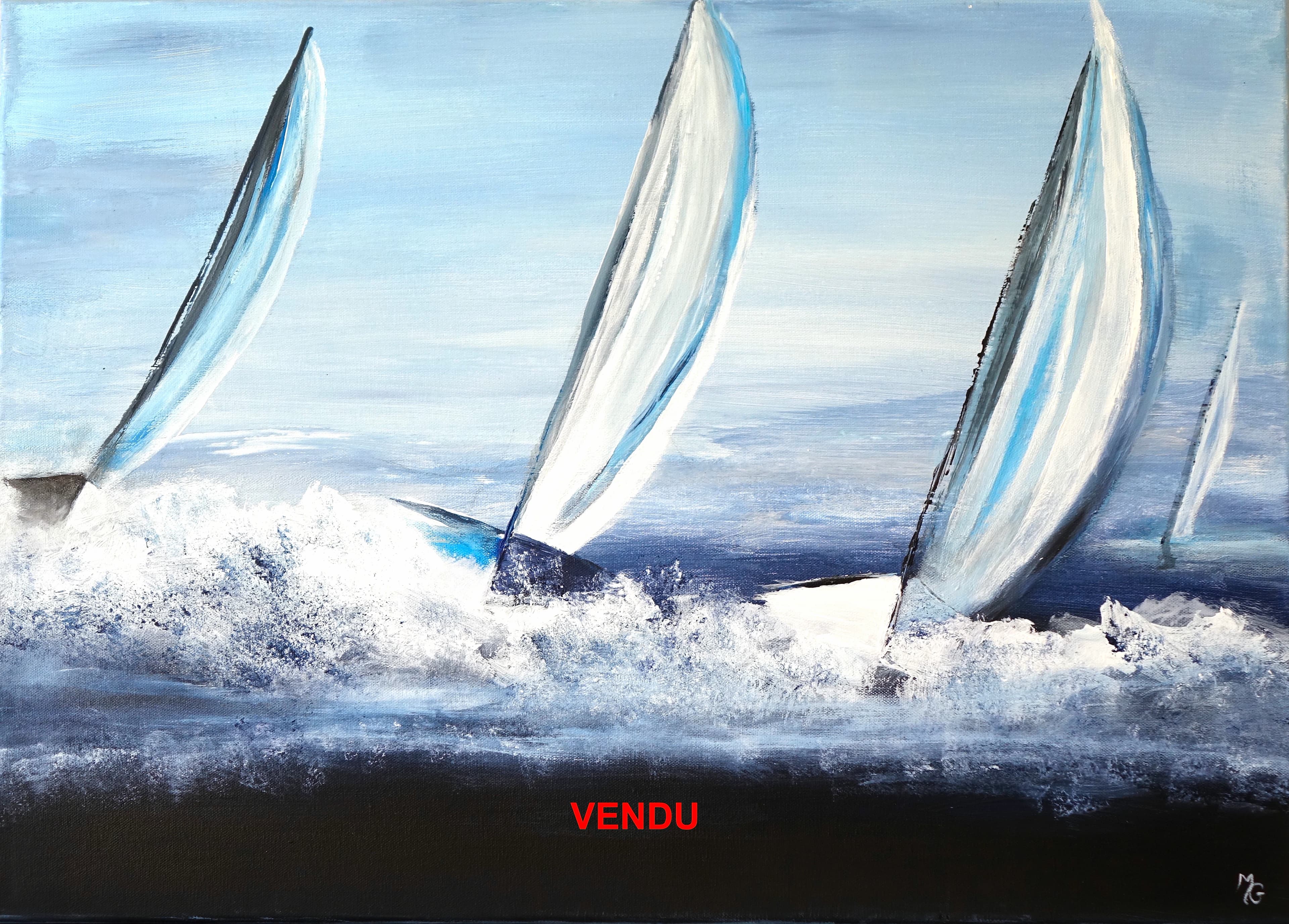 Tableau Eclat d’azur, acrylique 70 x 50 cm, l'azur éclatant du ciel se reflète dans ce tableau lumineux et apaisant.