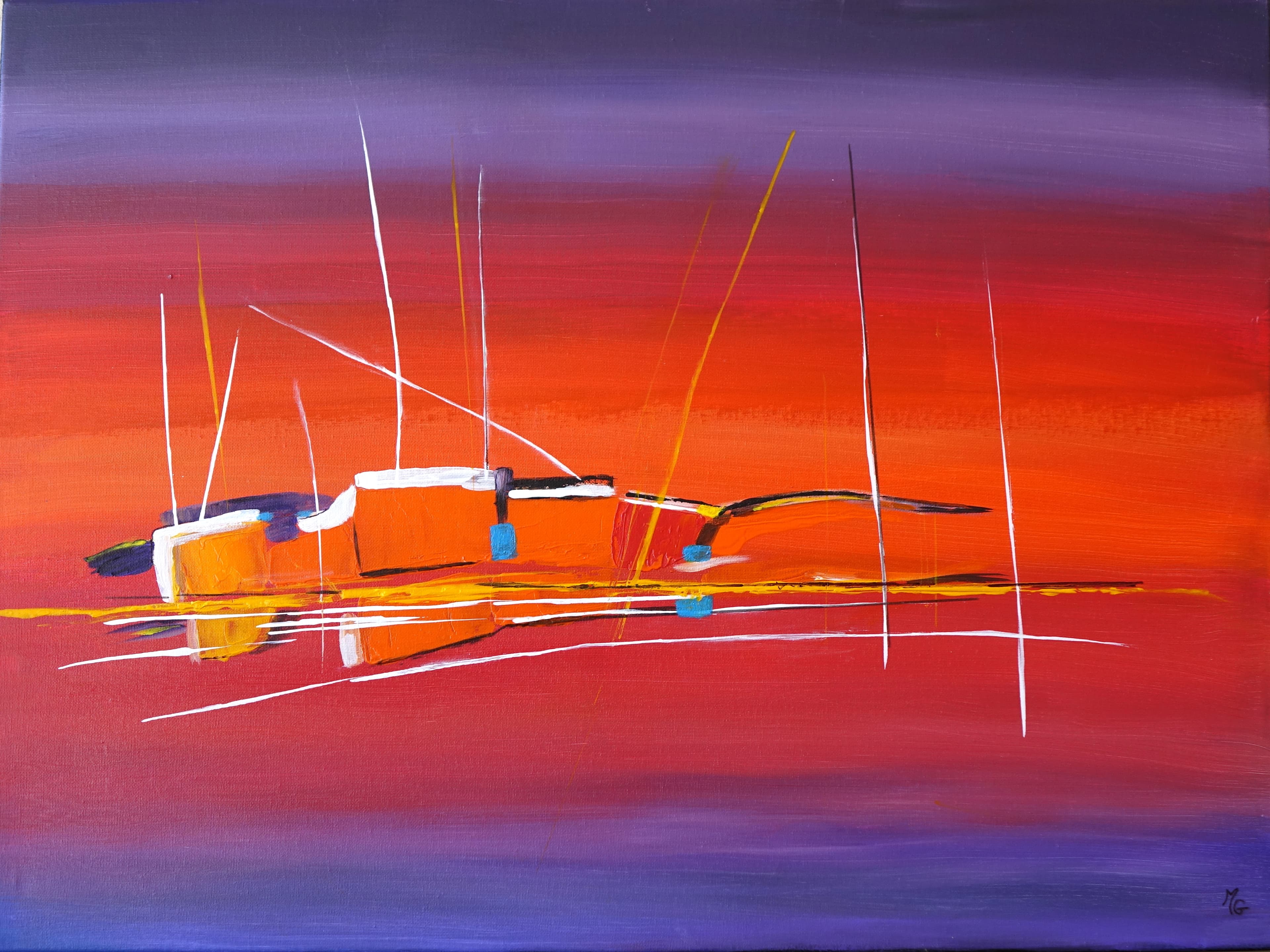 Tableau Instant magique, acrylique 80 x 60 cm, un instant figé où la magie des couleurs crée une atmosphère envoûtante.