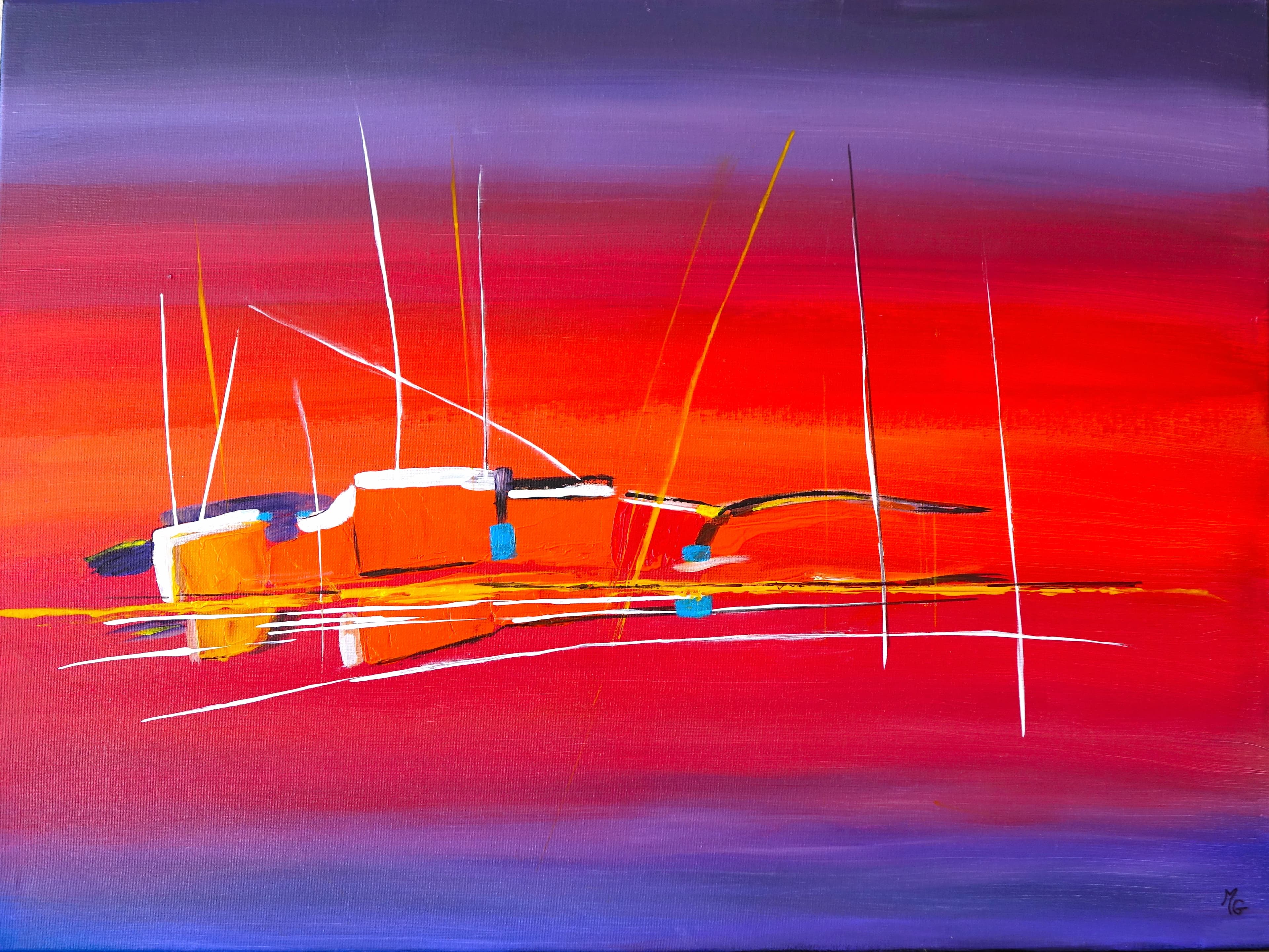 Tableau Instant magique, acrylique 80 x 60 cm, un instant figé où la magie des couleurs crée une atmosphère envoûtante.