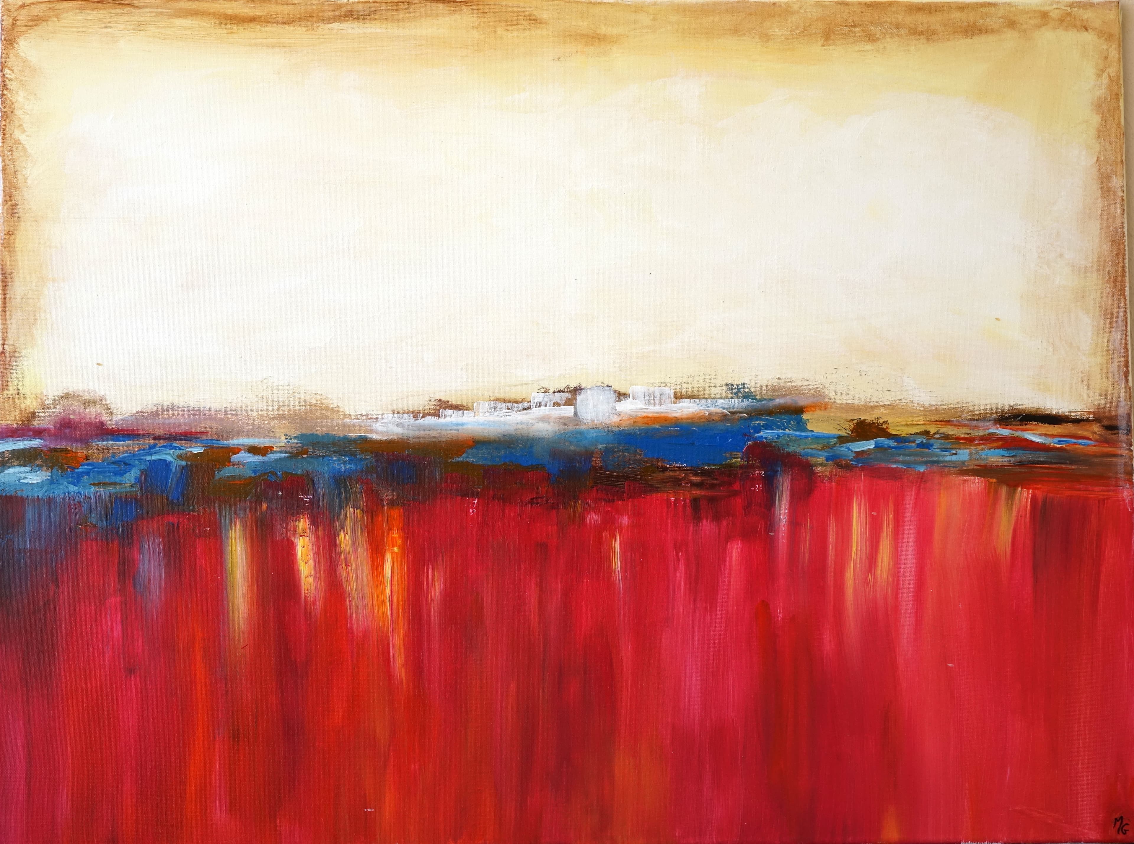 Tableau Niagara, acrylique 80 x 60 cm, inspiré par la puissance des chutes du Niagara, exprimant force et beauté naturelle.