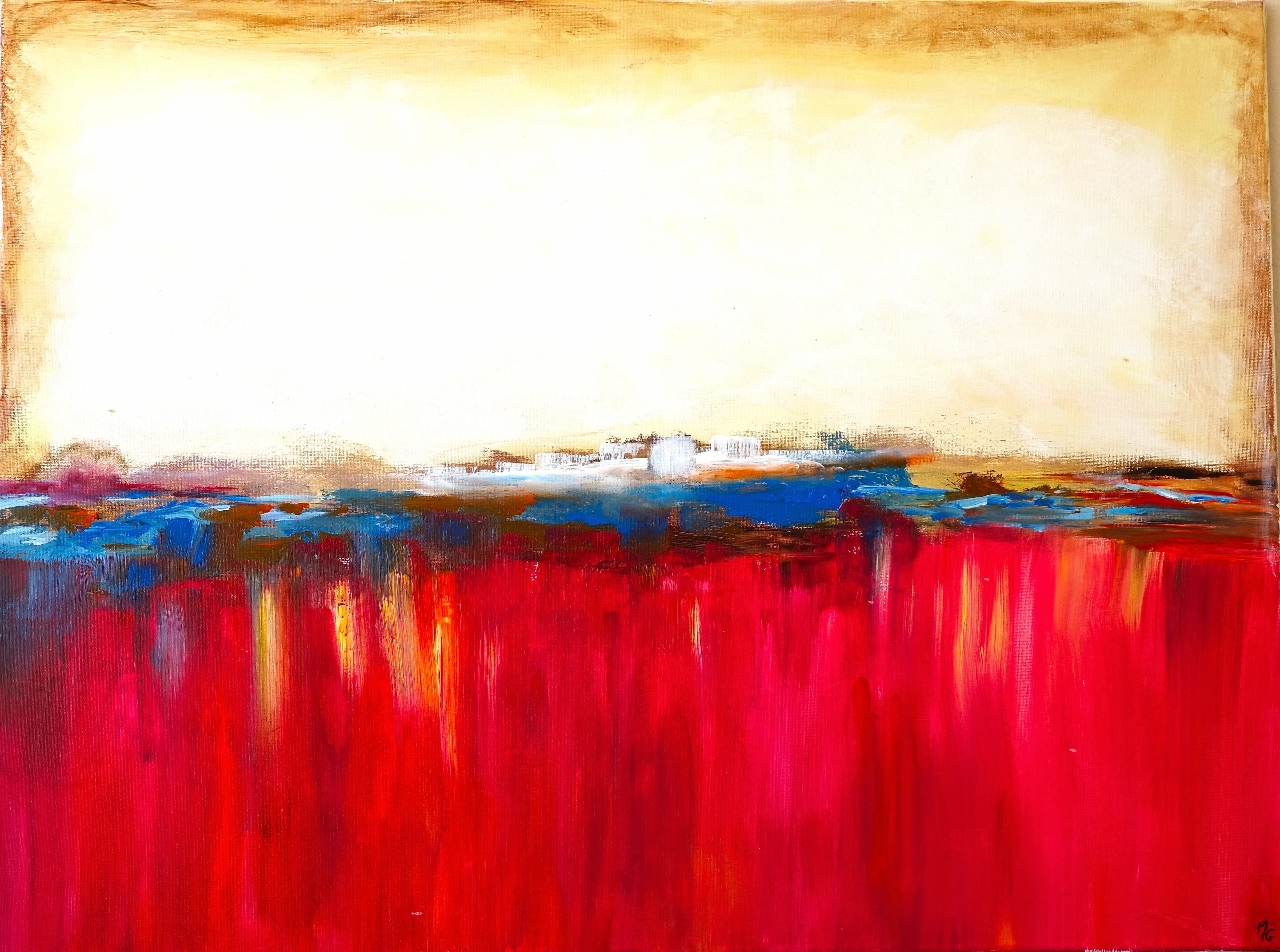 Tableau Niagara, acrylique 80 x 60 cm, inspiré par la puissance des chutes du Niagara, exprimant force et beauté naturelle.