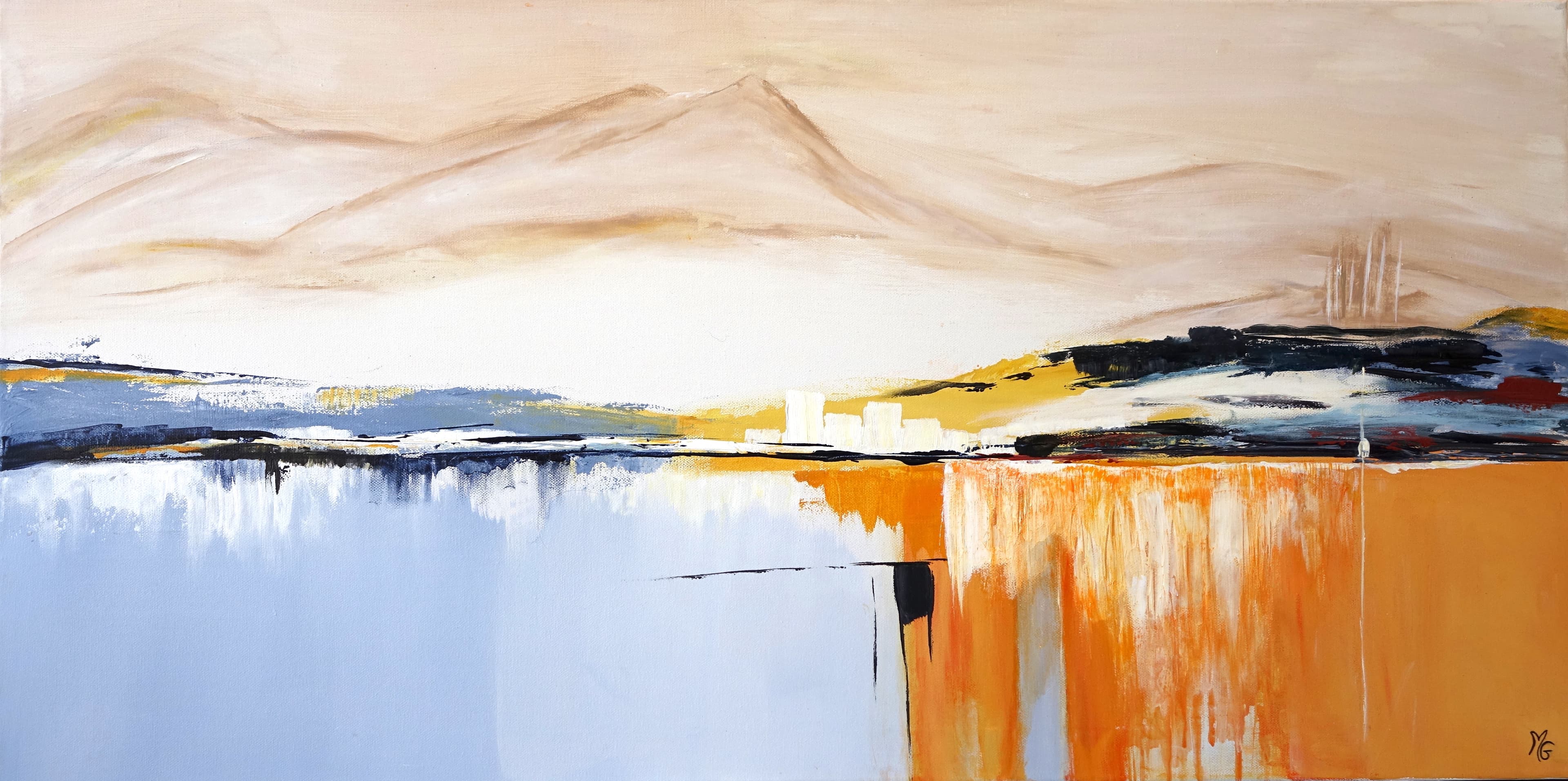 Tableau Pureté, acrylique 100 x 50 cm, œuvre abstraite aux couleurs vives et harmonieuses.